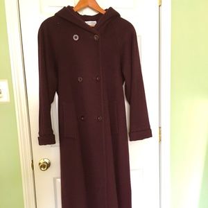 Burgundy Wool Long Coat